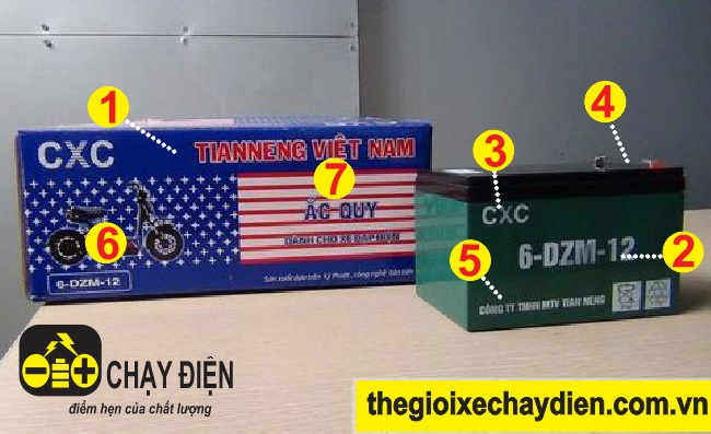 Ắc quy xe đạp điện cxc (12v - 12a) chính hãng